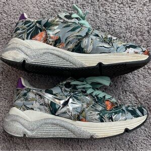 Golden Goose Floral Silver Women's Sneakers